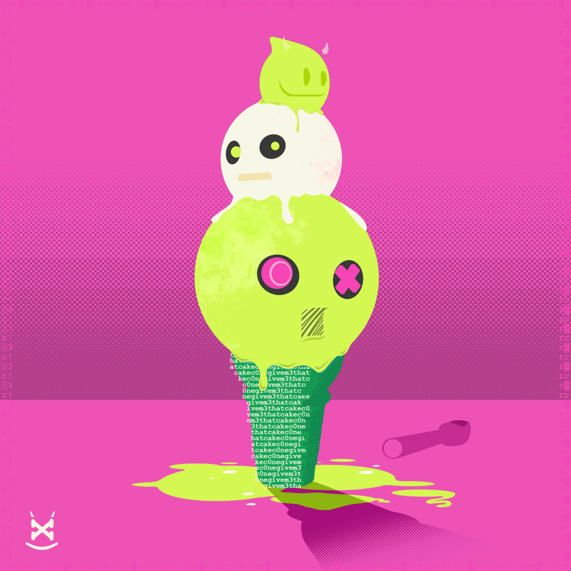 a icecream cone with 3 scoops of cream that have faces on them