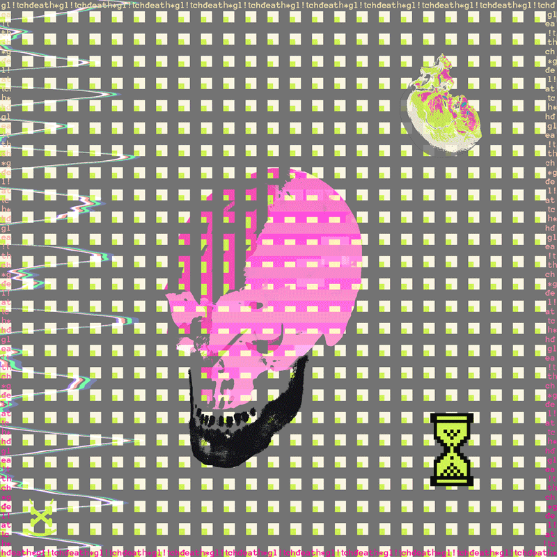 a flashing skull with a moving background